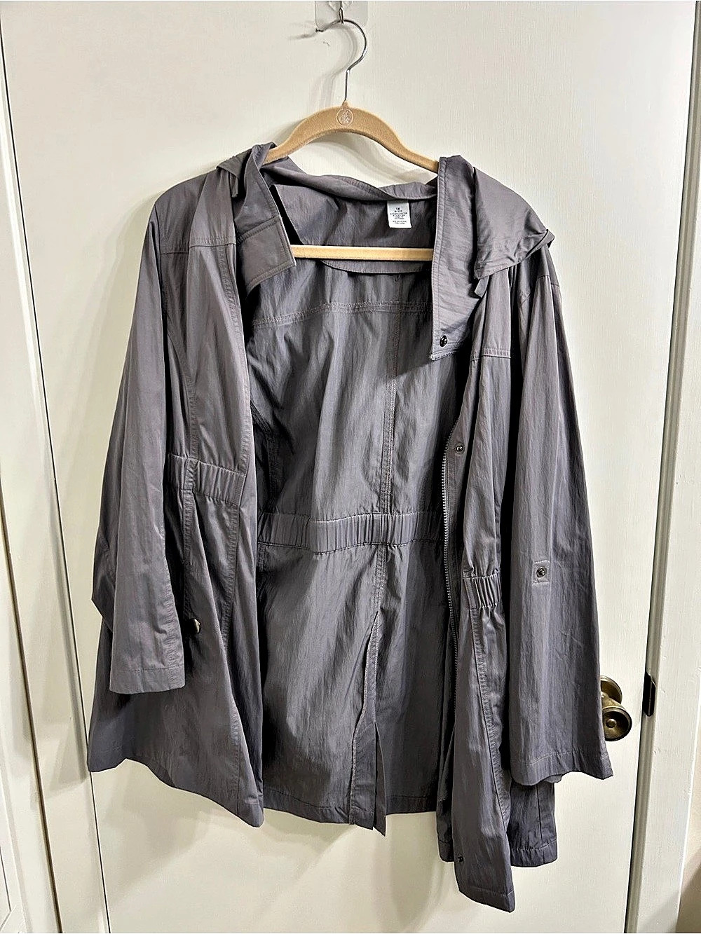 Women's Gray Hooded Utility/Rain Jacket Size 1X